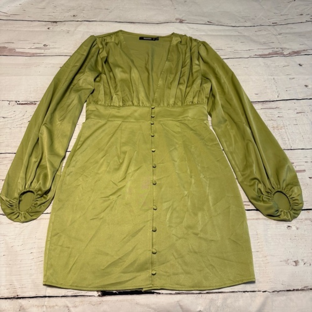 Missguided Lime Green Long Sleeve Dress